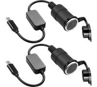 DAOKAI USB to Cigarette Lighter Adapter,5V USB C Male to 12V Socket Female Step Up Voltage Charge Port Converter Cable, for Driving Recorder,Car Led Light Strips-2PCS