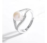 DAOMEI 8mm Natural Freshwater Pearl Rings For Women 925 Sterling Silver Stones Ringlet Adjustable Weddings Jewelry