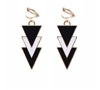 DAOMEI Black White Multi-layer Triangle Simple Long Statement Clip On Earrings Women Jewelry