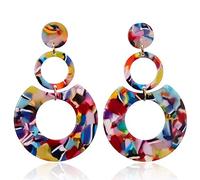 DAOMEI Fashion Acrylic Clip On Earrings Long Geometric Square Circle Without Piercing Ear Clips For Women