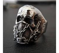 DAOMEI Men's Fashion Silver Color Skull Ring Gothic Biker illuminati Rings Punk Jewelry