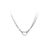 DAOMEI Real 925 Sterling Silver Necklace Heart Beads Chain Necklace For Women Daughter Birthday Gift Fine Jewelry