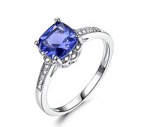 DAOMEI Romantic Created Tanzanite Blue Statement Rings 925 Silver Jewelry For Women Wedding Party Engagement Gifts Fine Jewelry