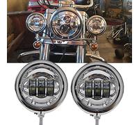 DAONUE 2 PCS 4.5inch Motorcycle Fog Passing Light Chrome 4 1/2" Driving Spot Lamps With Housing Bucket For Motorcycle Auxiliary Light