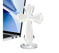 Daooibpa Crystal Cross, 6 Inch Home Decor Religious Statue, Crucifix Figurine with 360° Faceted Design for Catholic Families Collectors Pastors Church Groups Prayer Room Meditation Space