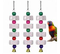 DAOOZHU Pack of 3 Bird Chew Toy, Mineral Stone Molar Tooth Bird Toy with Bell, Natural Non-Toxic for Parrots, Cockatoos and Parakeets
