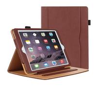 DAORANGE Case for iPad 6th/5th Generation 9.7-Inch 2018/2017, for iPad Air 2 Case, PU-Leather Cover with Pencil Holder, Multi-Angle Stand, Document Pocket and Auto Sleep/Wake (Brown)