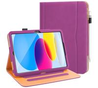 DAORANGE Case for iPad (A16) 11th Generation 11 Inch 2025, iPad 10th Generation 10.9 Inch 2022, PU-Leather Cover with Pencil Holder, Multi-Angle Stand, Document Pocket and Auto Sleep/Wake (Purple)