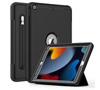DAORANGE iPad 9th / 8th / 7th Generation case 10.2 Inch, Heavy Duty Shockproof Smart Cover with Pencil Holder, Auto Sleep/Wake, Tri-fold Stand Case for iPad 10.2" 2021/2020/2019 (Black)