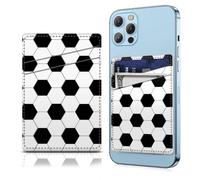 DAORJWL Phone Card Holder Leather, Dual Pocket Phone Wallet Adhesive Stick On, Cute Credit Card Pocket for Phone Case Compatible with Most Phone Round Football