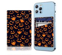 DAORJWL Phone Card Holder Leather, Dual Pocket Phone Wallet Adhesive Stick On, Cute Credit Card Pocket for Phone Case Compatible with Most Phone Cute Black Funny Face