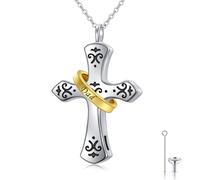 DAOSHANG Ash Necklace Sterling Silver Urn Necklaces for Ashes Cross Infinity Symbol Jewelry for Human Pet Ashes Keepsake Gift for Women Men, Sterling Silver, No Gemstone