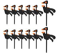 DAOST 4 Inch Bar Clamps, 12 Pack Quick Grip Clamps Trigger Clamp F Clamp Wood Clamps Woodworking Sets, Small One Handed Ratchet Bar Clamp for Craft