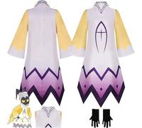 Daotutu Adam Hazbin Hotel Cosplay Costume Outfits for Men Anime Character Alastor Blue Uniform Adult Jumpsuit Gloves Full Set Halloween Carnival Fancy Dress Up Suit (XL)