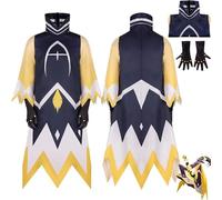 Daotutu Adam Hazbin Hotel Cosplay Costume Outfits for Men Anime Character Alastor Blue Uniform Adult Jumpsuit Gloves Full Set Halloween Carnival Fancy Dress Up Suit (XL)