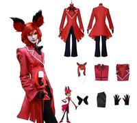Daotutu Anime Hazbin Hotel Cosplay Costumes Role Alastor Cosplay Uniform Outfits with Wig Full Set Jacket Halloween Carnival Party Fancy Dress Up for Men (XL)