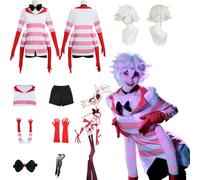 Daotutu Anime Hazbin Hotel Cosplay Costumes Role Angel Dust Cosplay Uniform Outfits with Wig Full Set Jacket Halloween Carnival Party Fancy Dress Up for Women Girls (3XL)