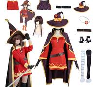 Daotutu Anime KonoSuba God's Blessing on This Wonderful World Megumin Cosplay Costume Uniform Outfits with Wigs Hat Cloak Socks Full Set Halloween Carnival Party Fancy Dress Up (3XL)