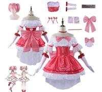 Daotutu Anime Puella Magi Madoka Magica Cosplay Costumes Role Kaname Madoka Uniform Outfits with Wig Full Set Halloween Carnival Party Fancy Dress Up for Women Girls (S)