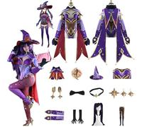 Daotutu Game Genshin Impact Cosplay Costumes Role Mona Cosplay Uniform Outfits with Wig Hat Socks Full Set Halloween Carnival Party Fancy Dress Up (L)