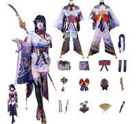 Daotutu Game Genshin Impact Cosplay Costumes Role Raiden Shogun Cosplay Uniform Outfits with Wig Full Set Halloween Carnival Party Fancy Dress Up (XL)