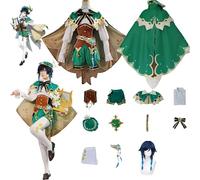 Daotutu Game Genshin Impact Cosplay Costumes Role Venti Cosplay Uniform Outfits with Wig Full Set Halloween Carnival Party Fancy Dress Up (2XL)