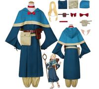 Daotutu Marcille Donato Delicious in Dungeon Cosplay Wig Costume Outfits for Women Anime Character Laios Touden Blue Jacket Uniform Adult Shawl Full Set Halloween Carnival Fancy Dress Up Suit (M)