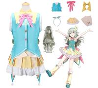 Daotutu Nene Kusanagi Project Sekai Colourful Stage Cosplay Wig Costume Outfits for Women Anime Character Green Jacket Uniform Adult Skirt Full Set Halloween Carnival Fancy Dress Up Suit (S)