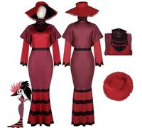 Daotutu Rosie Hazbin Hotel Cosplay with Hat Costume Outfits for Women Anime Character Charlie Morningstar Red Uniform Adult Full Set Halloween Carnival Fancy Dress Up Suit (XL)