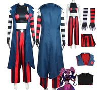 Daotutu Velvet Hazbin Hotel Cosplay Costume Outfits for Women Anime Character Charlie Morningstar Blue Uniform Adult Coat Vest Pants Gloves Full Set Halloween Carnival Fancy Dress Up Suit (L)