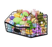 Daoun Dog Toy Basket - Durable Chew-Proof Dog Toy Storage Bin with Handles, Foldable Portable Metal Basket Organizer for Pet Toy Holder