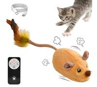 DAOUZL Electric Toy Mouse for Cats, Remote Control Mouse Cat Toy, Interactive Cat Toy with LED Light, Realistic Sounds, USB Charging, Cats (Yellow)