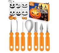 Daover 13Pcs Pumpkin Carving Kit - Pumpkin Carving Tools Set for Halloween, Professional Pumpkin Carving Stencils DIY Lanterns Craft Party Decoration Gifts for Teen Kids Adults & Beginner