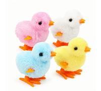 Daowzdql Wind Up Plush Chicken Pet Toy Set of 4, Moving Jumping Fluffy Clockwork Chick Toys with Chirp Sound, Interactive Entertainment Play Toys for Cats & Dogs