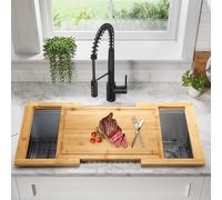 DAOYOUSKY Bamboo Expandable Over The Sink Cutting Board with Juice Groove for kitchen, Wooden Kitchen Sink Cover Chooping Board for Counter Space
