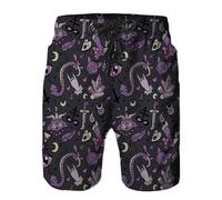 Daozundi Mens Swim Trunks with Mesh Lining,Quick Dry Swimsuit Board Shorts Beach Pants Swimwear Bathing Suits, Gothic Spooky, Small