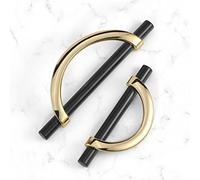 DAPANIY Black Gold Cabinet Pulls Drawer Pulls Half Moon Shape Cabinet Handles, 4 Pack 5 Inch