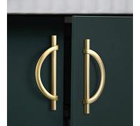 DAPANIY Brushed Gold Cabinet Pulls Drawer Pulls, Half Moon Shape Cabinet Pulls Gold Dresser Handles, Kitchen Cupboard Drawer Handles Antique Door Handles, 8Packs 5 in