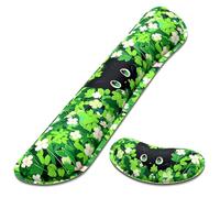 Dapesuom Enlarge Keyboard Wrist Rest, Memory Foam Wrist Cushion for Desk Mats Support, Typing Pain Relief Keyboard Mouse Pad Rests Set with Non-Slip Base for Gaming Laptop Computer, Anime Grass Cat