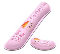 Dapesuom Enlarge Keyboard Wrist Rest, Memory Foam Wrist Cushion for Desk Mats Support, Typing Pain Relief Keyboard Mouse Pad Rests Set with Non-Slip Base for Gaming Laptop Computer, Pink Dumpster