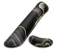 Dapesuom Enlarge Keyboard Wrist Rest Pad,Memory Foam Set Cushion Support for Easy Typing & Pain Relief,Mouse Pad, Anti-Slip Gaming,Computer, Laptop, Office, Black Gold Marble, One Size