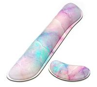 Dapesuom Enlarge Keyboard Wrist Rest Pad,Memory Foam Set Cushion Support for Easy Typing & Pain Relief,Mouse Pad, Anti-Slip Gaming Computer Laptop Office, One Size (JPDTZ-Colorful Marble)