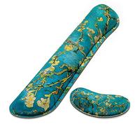 Dapesuom Enlarge Keyboard Wrist Rest Pad,Memory Foam Set Wrist Cushion Support for Easy Typing & Pain Relief,Mouse Wrist Pad, Anti-Slip Wrist Support for Gaming,Computer, Laptop, Office, Blue Flowers