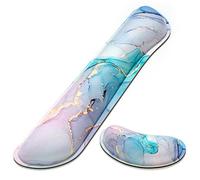 Dapesuom Enlarge Keyboard Wrist Rest Pad,Memory Foam Set Wrist Cushion Support for Easy Typing & Pain Relief,Mouse Wrist Pad, Anti-Slip Wrist Support for Gaming,Computer, Laptop, Office, Blue Marble