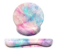 Dapesuom Keyboard and Mouse Wrist Rest Set, Memory Foam Wrist Pads with Non Slip Base, Ergonomic Design for Easy Typing & Pain Relief, Colorful Marble