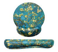 Dapesuom Keyboard Wrist Rest and Mouse Pad Set, Memory Foam Wrist Rests with Non Slip Base, Ergonomic Design for Easy Typing & Pain Relief, Green Flower