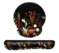 Dapesuom Keyboard Wrist Rest and Mouse Pad with Wrist Support, Cute Memory Foam Cushion for Keyboard and Mouse Set, Desktop Pad Rests with Non Slip Base for Easy Typing & Pain Relief, Floral Cartoon