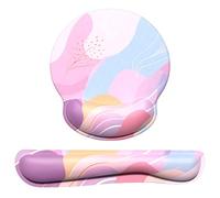 Dapesuom Keyboard Wrist Rest and Mouse Pad with Wrist Support, Cute Memory Foam Cushion for Keyboard and Mouse Set, Ergonomic Pad Rests with Non Slip Base for Easy Typing & Pain Relief, Colorful Art