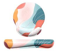 Dapesuom Keyboard Wrist Rest and Mouse Pad with Wrist Support, Memory Foam Cushion, Non-Slip Base, Ergonomic Design, Multicolor, Abstract Art