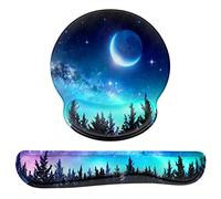 Dapesuom Keyboard Wrist Rest and Mouse Pad with Wrist Support, Memory Foam Wrist Rests for Keyboard and Mouse Set, Ergonomic Wrist Pad with Non Slip Base for Easy Typing & Pain Relief, Moon